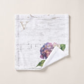 Hydrangée Bleue Rustique Blooms Bois Nom Monogramm (Gant de toilette)