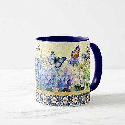 Hydrangée et Mug papillon (Devant droit)