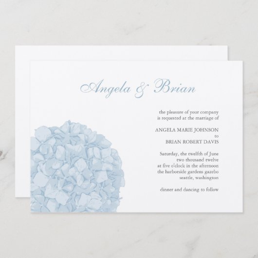 Hydrangée Faire-part de mariage (Devant / Derrière)