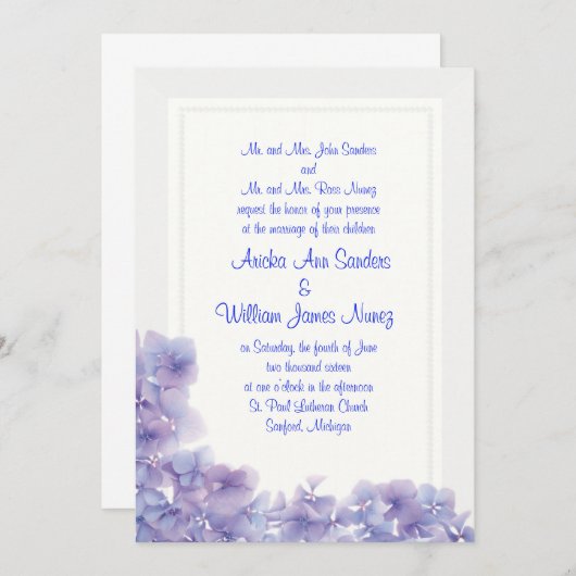 Hydrangée Faire-part de mariage (Devant / Derrière)