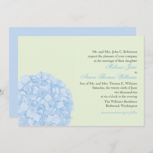 Hydrangée Faire-part de mariage (Devant / Derrière)