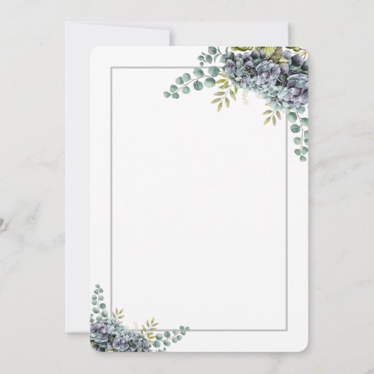 Hydrangée pourrie Eucalyptus Faire-part de mariage (Dos)