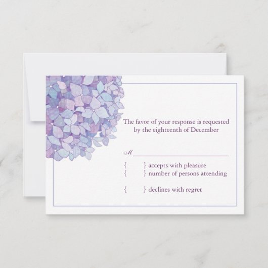 Hydrangée violette Mariage floral RSVP (Devant)