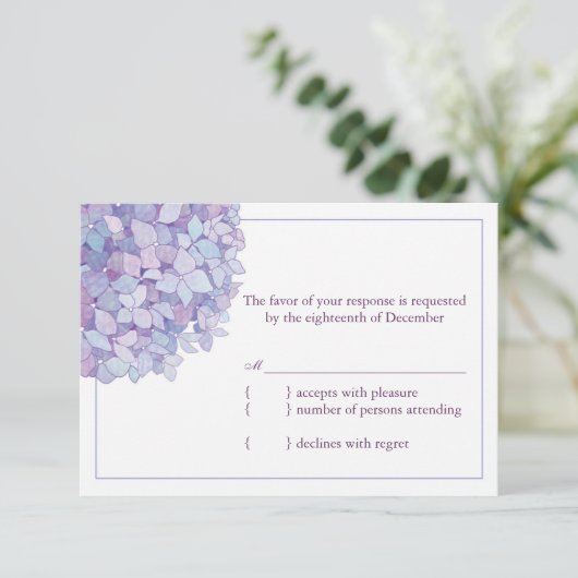 Hydrangée violette Mariage floral RSVP (Debout devant)