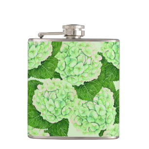 Hydrangeenpatroon waterverf heupfles