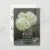 Hydranges et mariage en bois d'écorce RSVP (Devant / Derrière)