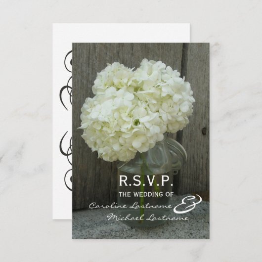 Hydranges et mariage en bois d'écorce RSVP (Devant / Derrière)