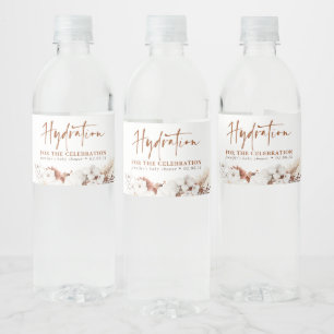 Hydratatie voor het Feest - Terracotta Bloemen Waterfles Etiket