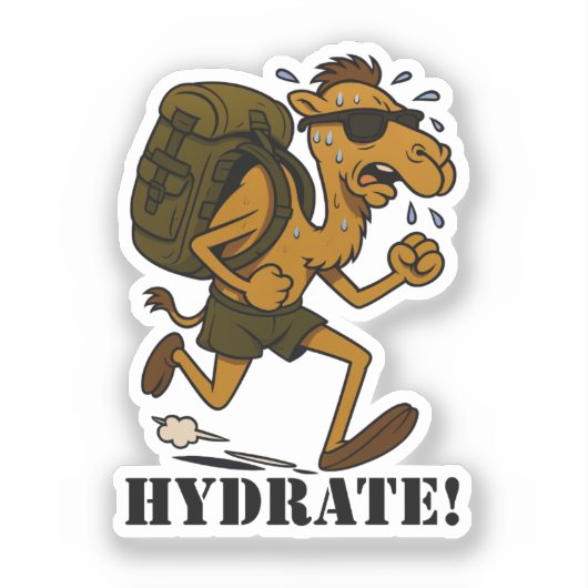 Hydrate – Funny Camel Running Fitness Design Sticker (Voorkant)