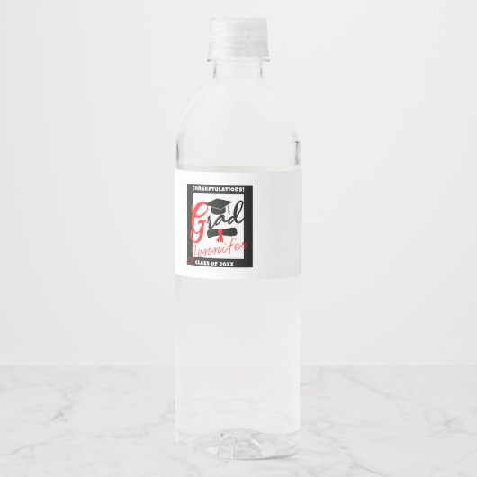 Hydrateer uw succes: gepersonaliseerd Afstuderen Waterfles Etiket (Voorkant)