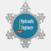 Hydraulische monteur Toilet Plunger Tin Sneeuwvlok Ornament (Voorkant)