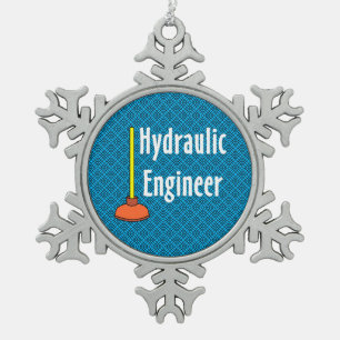 Hydraulische monteur Toilet Plunger Tin Sneeuwvlok Ornament