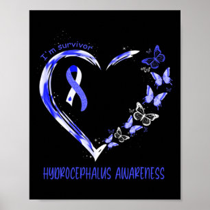 Hydrocefalus Bewustzijn Ik ben Survivor Heart Ribb Poster