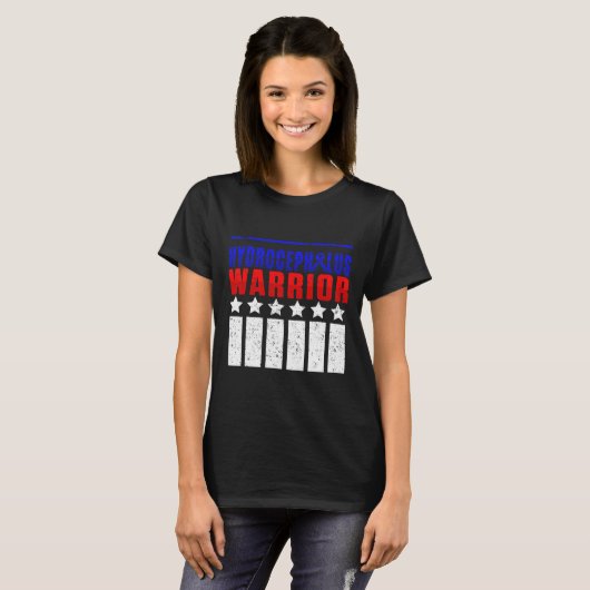 Hydrocefalus Overlevende Medicatie Awareness Warri T-shirt (Voorkant volledig)