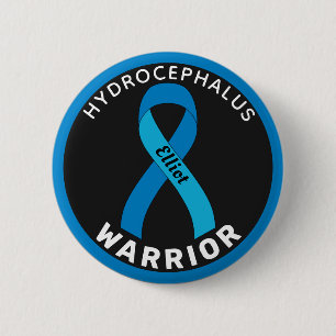 Hydrocefhalus Warrior Ribbon Black Button