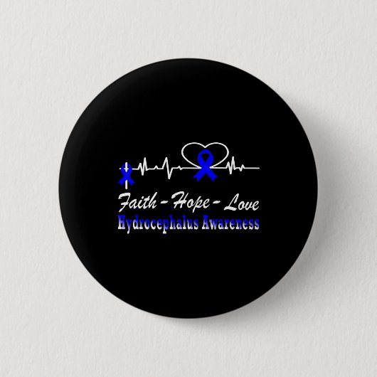 Hydrocephalus Awareness Heartbeat Christelijk Cros Ronde Button 5,7 Cm (Voorkant)