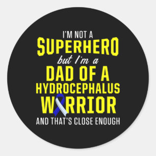 Hydrocephalus Survivor Dad Hero Awareness Warrior Ronde Sticker