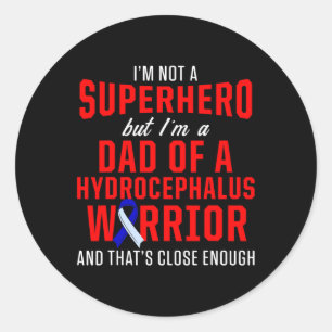 Hydrocephalus Survivor Dad Hero Awareness Warrior Ronde Sticker