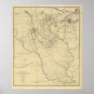 Hydrografisch bekken van de Mississippi Poster