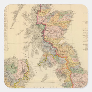Hydrografische kaart, Britse eilanden Vierkante Sticker