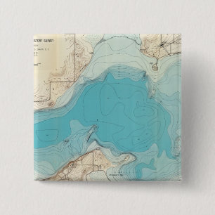 Hydrografische kaart Meer van Mendota Vierkante Button 5,1 Cm