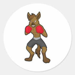 Hyena bij Boxing met Boxing-handschoenen Ronde Sticker