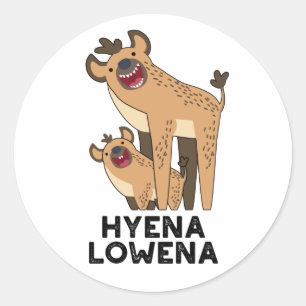 Hyena Lowena Funny Animal Hyena Pun Ronde Sticker