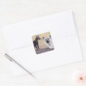 Hyena met jonge vierkante sticker (Envelop)