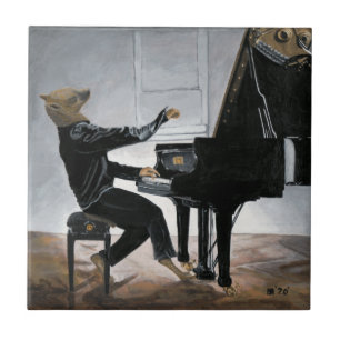 Hyena Piano Music Player Fantasy Art Ceramic Tile Tegeltje