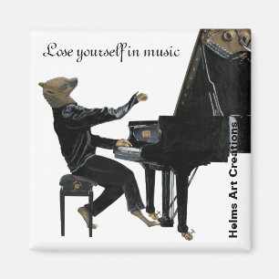 Hyena Piano Muziekspeler Fantasy Art Button Magnet Magneet
