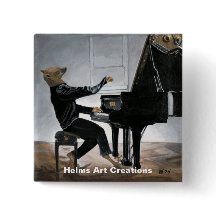 Hyena Piano Muziekspeler Fantasy Art Buttonnen