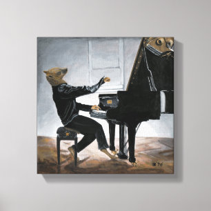 Hyena Piano Muziekspeler Fantasy Art Canvas Print