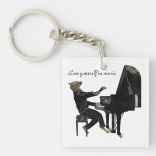 Hyena Piano Muziekspeler Fantasy Art Sleutelhanger