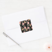 Hyena & Protea: donker  patroon Vierkante Sticker (Envelop)