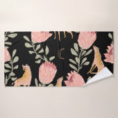 Hyena & Protea : Motif Vintage foncé (Serviette de bain)