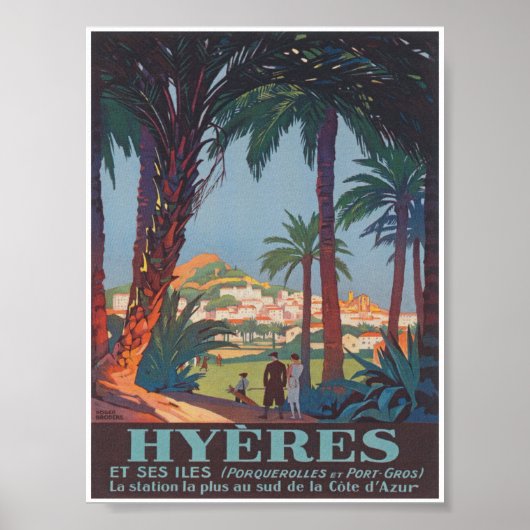 Hyeres France Vintage Travel Poster (Devant)