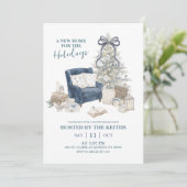 Hygge Blue Winter New Home for Holiday Invitation (Debout devant)