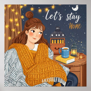 Hygge Cosy Candlelight Night vieren Poster