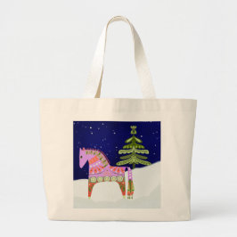 Hygge Horse met Pine Tree Canvas tas