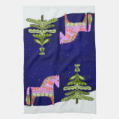 Hygge Horse Winter Scène Cuisine Thé Serviette (Vertical)