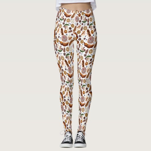 Hygge kerstkoekjespatroon leggings (Voorkant)