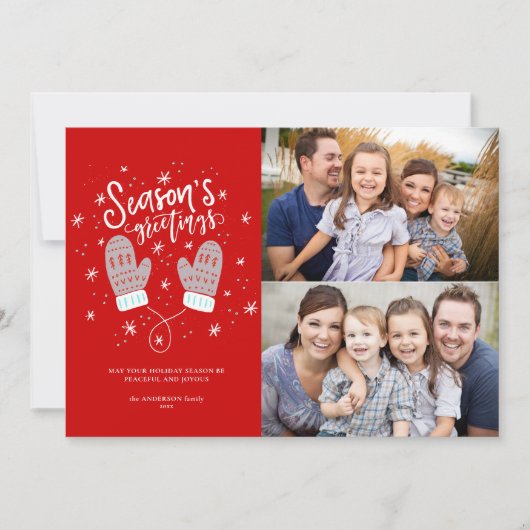 Hygge Mittens 2 Photo-kerstfeestkaartje Feestdagenkaart (Voorkant)