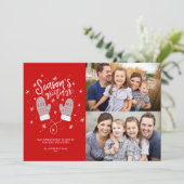 Hygge Mittens 2 Photo-kerstfeestkaartje Feestdagenkaart (Staand voorkant)