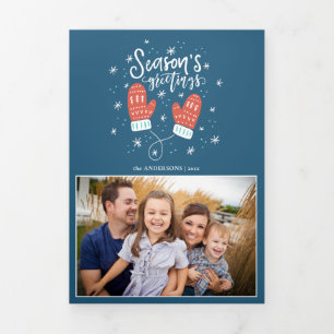 Hygge Mittens Trifold Fold Christmas Holiday Drieluik Kaart