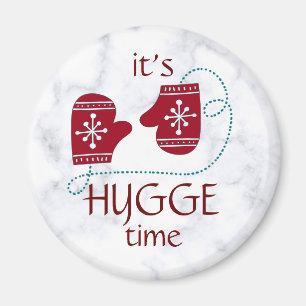 Hygge Time Nordic Red Mittens Holiday Magneet