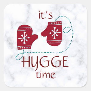 Hygge Time Nordic Red Mittens Vierkante Sticker