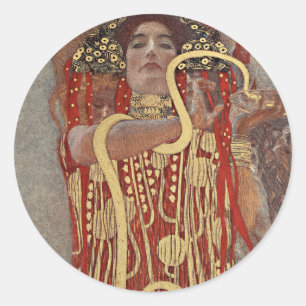 Hygieia van Gustav Klimt, Vintage Art Nouveau Ronde Sticker