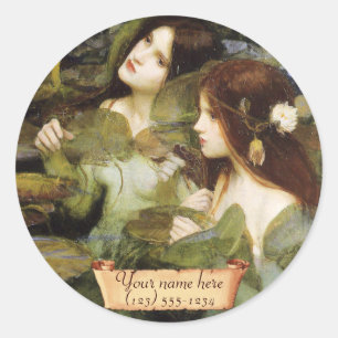 "Hylas and the Nymphs" Pre-Raphaelite Bookplate Ronde Sticker