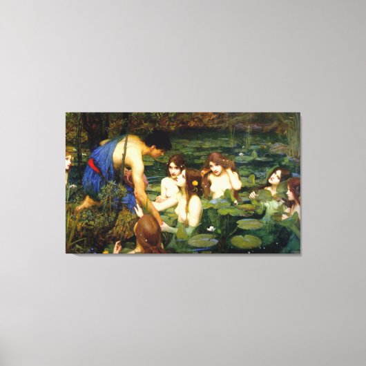 Hylas en de nimfen ~ John William Waterhouse Canvas Afdruk (Voorkant)