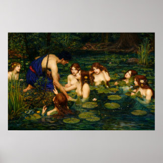 Hylas en de nimfen van John William Waterhouse Poster